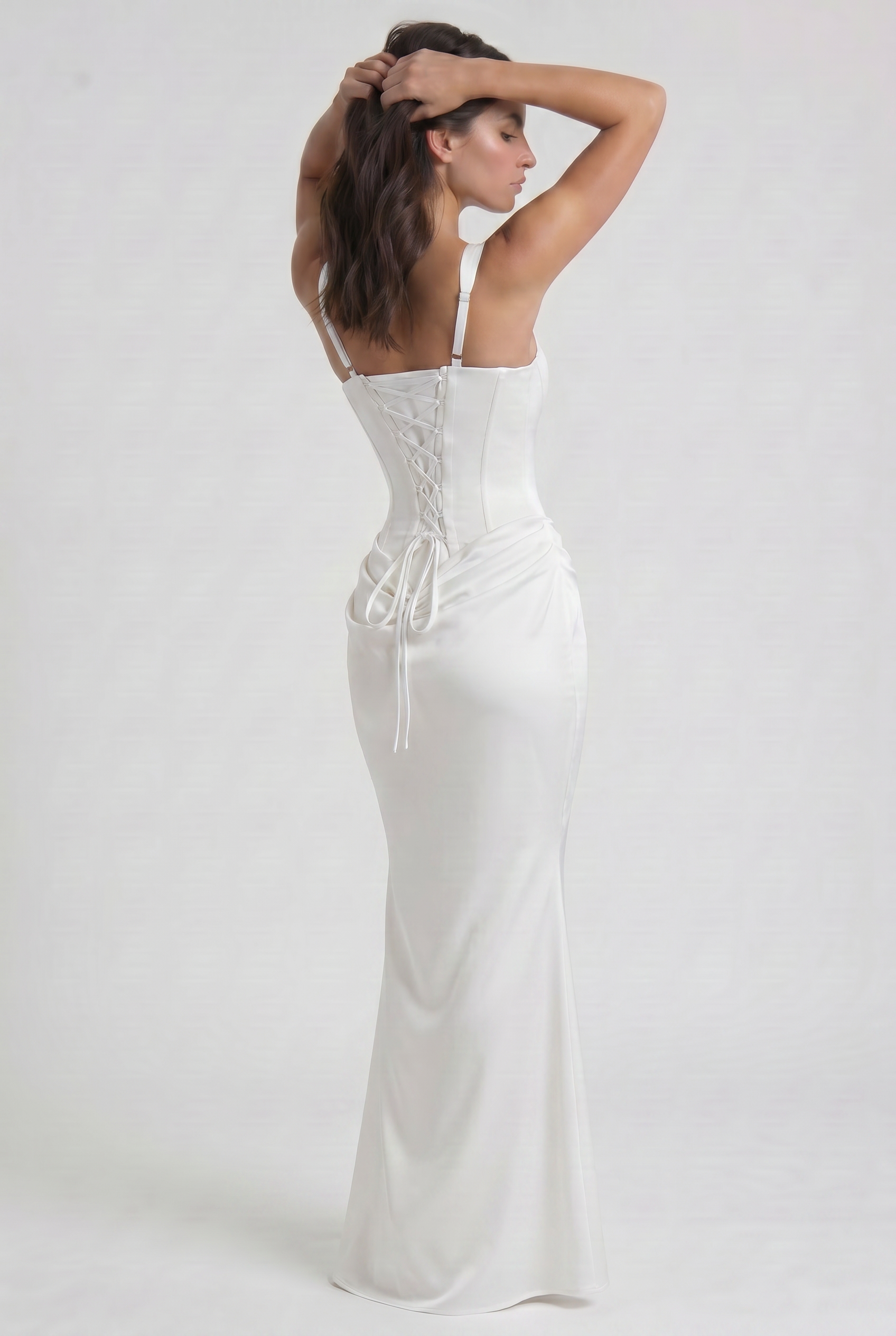 Abito maxi Éléonora satin cioccolato Bella di Roma – gonna maxi cioccolato