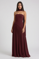 Abito maxi Celestienne chiffon blu navy Bella di Roma – vista frontale