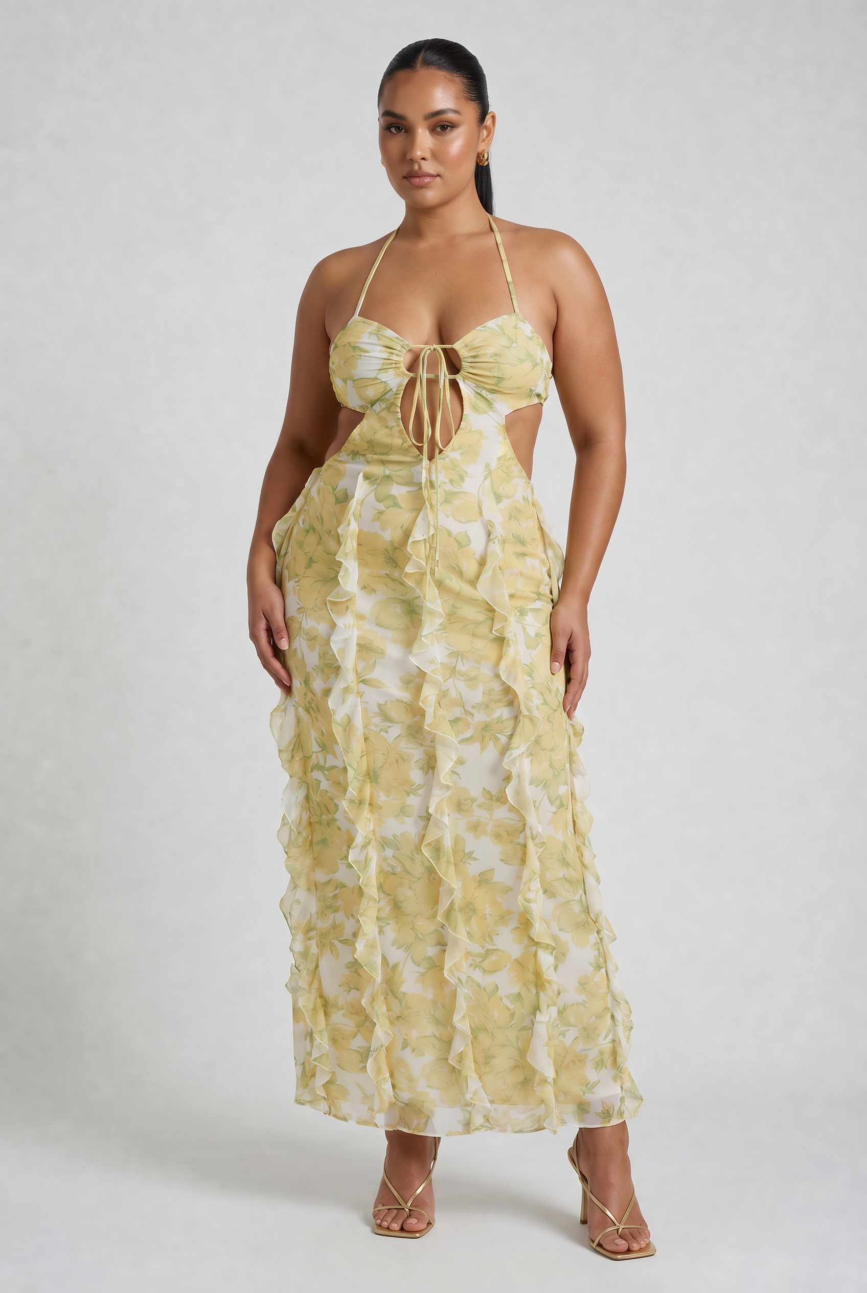 Abito maxi Dalia chiffon narciso Bella di Roma – look matrimonio ospite taglie XS-XXL