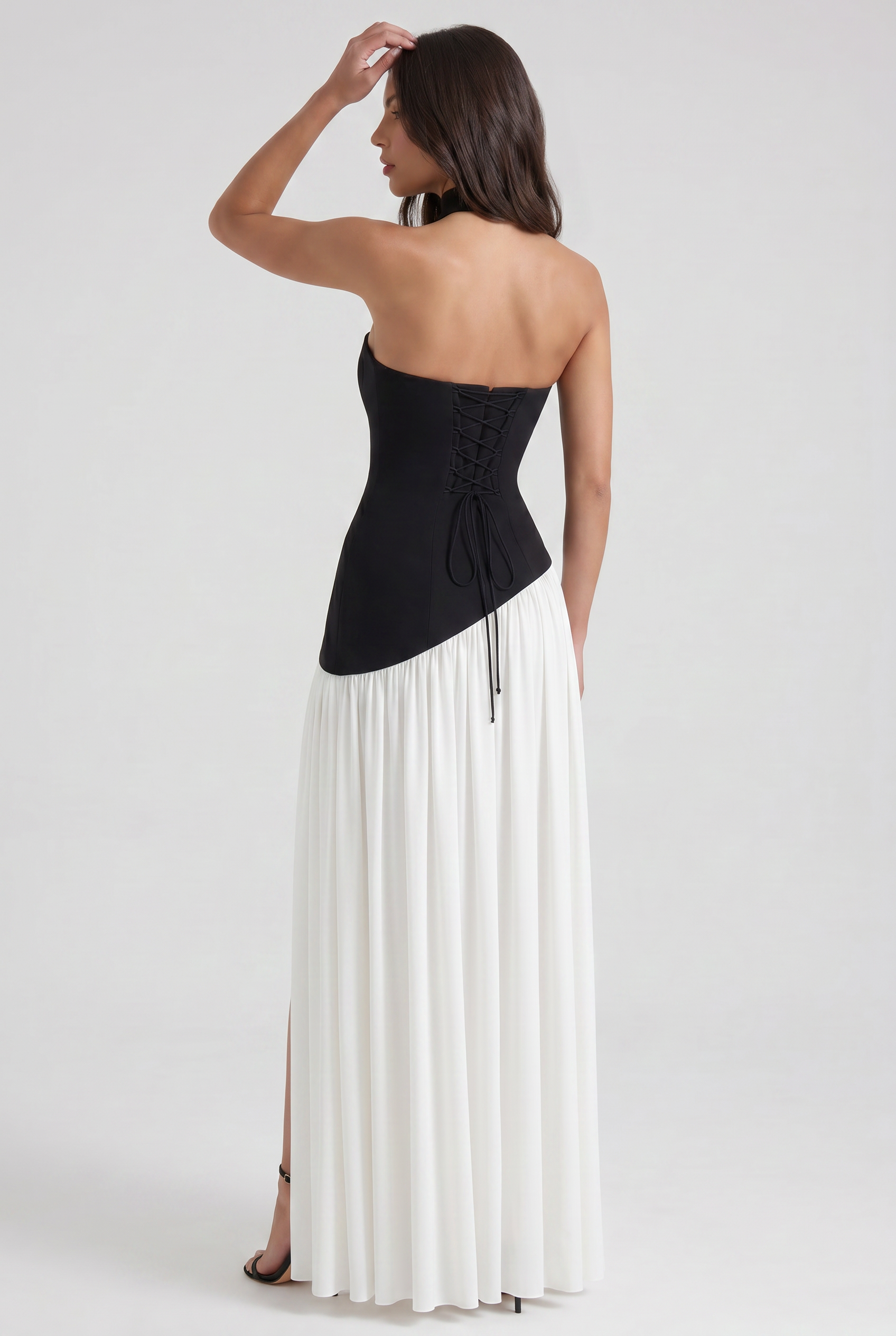 Abito maxi Serena nero e bianco Bella di Roma – taglie XS-XL