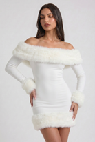 Abito Mini Bella Bianco Pelliccia Bella di Roma – dettaglio pelliccia