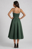 Abito Midi Selene Verde Bosco Satin Bella di Roma – laterale