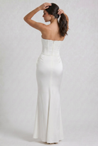 Abito maxi Tessa satin corsetto bianco Bella di Roma – look matrimonio ospite