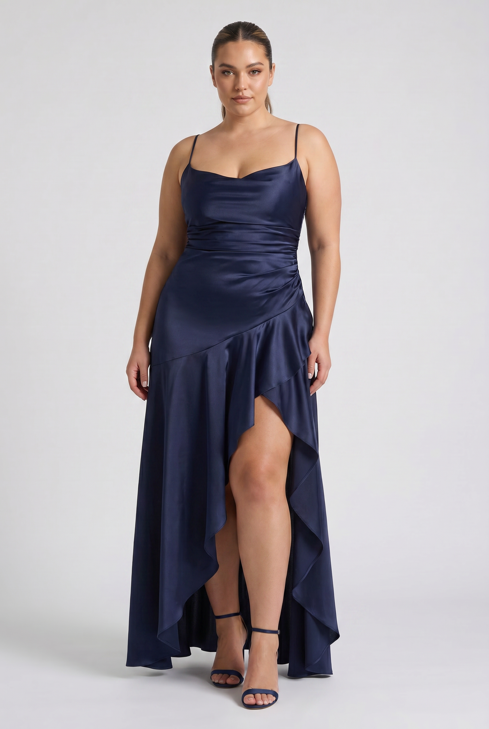 Abito maxi Samira satin bordeaux Bella di Roma – tessuto elasticizzato