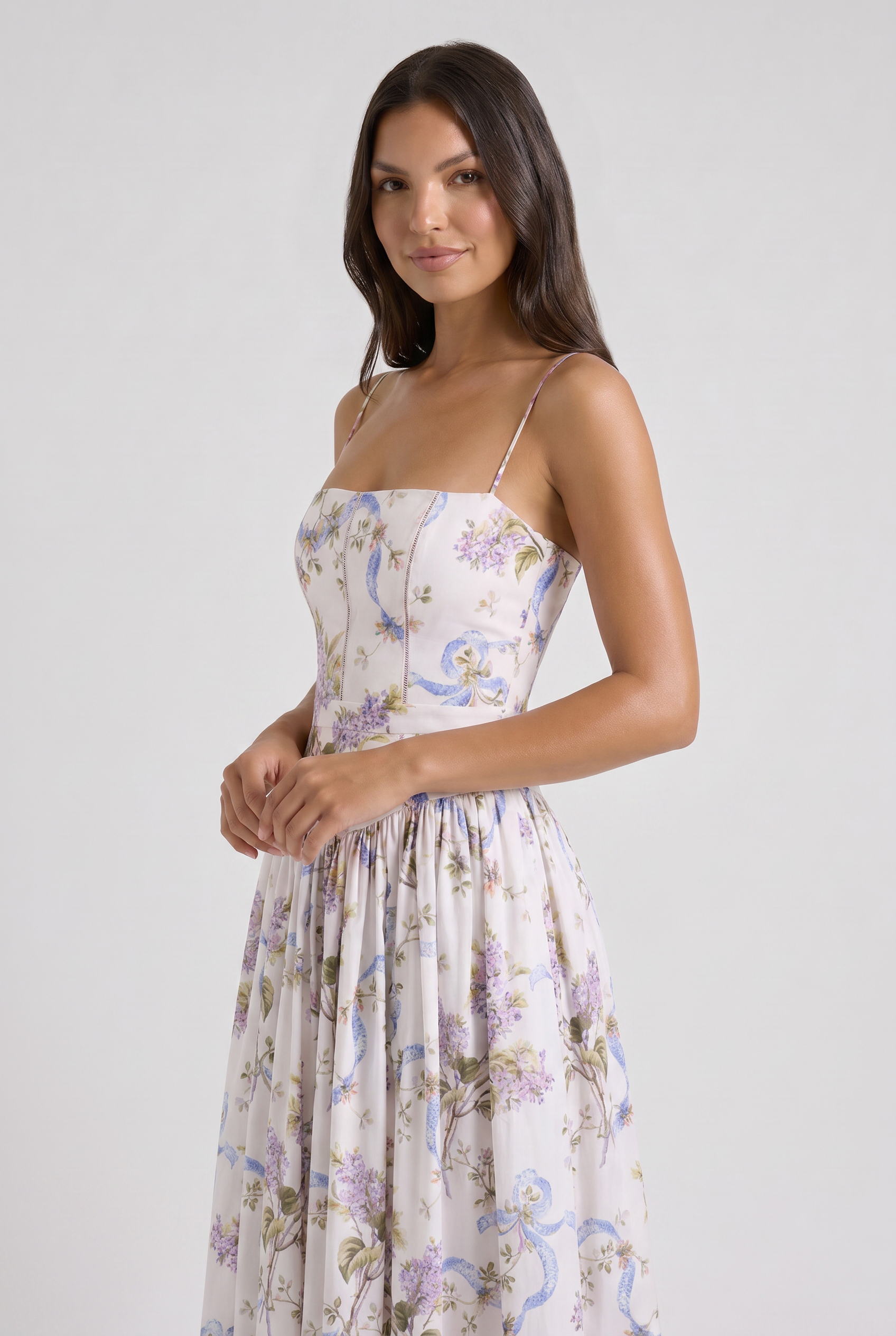 Abito maxi Imogen bianco Bella di Roma – vista frontale