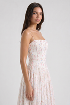 Abito maxi Imogen bianco Bella di Roma – corsetto in vita