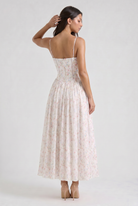 Abito maxi Imogen bianco chewing-gum Bella di Roma – vista frontale