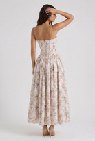 Abito maxi Imogen floreale beige Bella di Roma – vista frontale