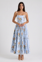 Abito maxi Imogen bianco chewing-gum Bella di Roma – gonna plissettata