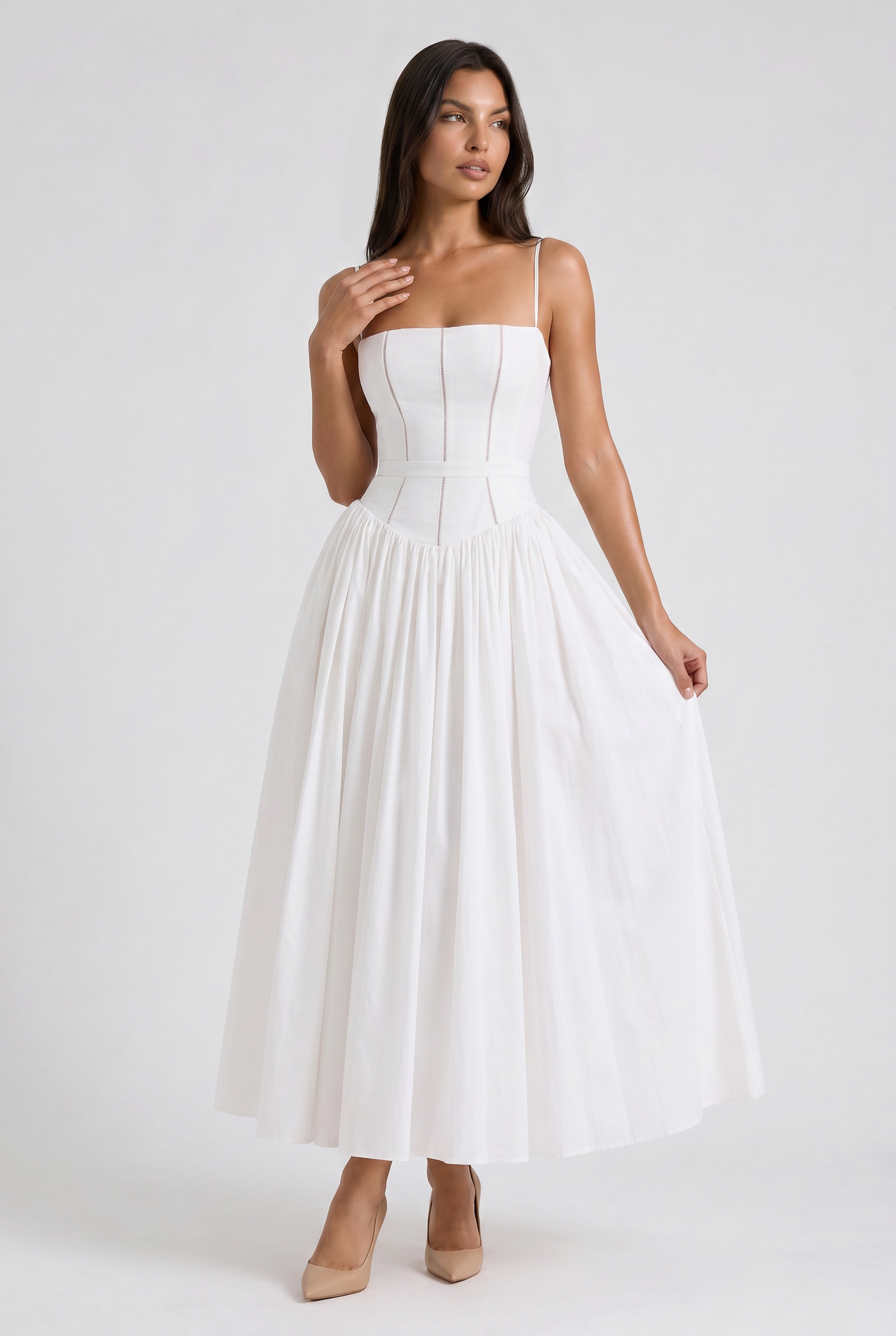 Abito maxi Imogen floreale blu Bella di Roma – gonna plissettata