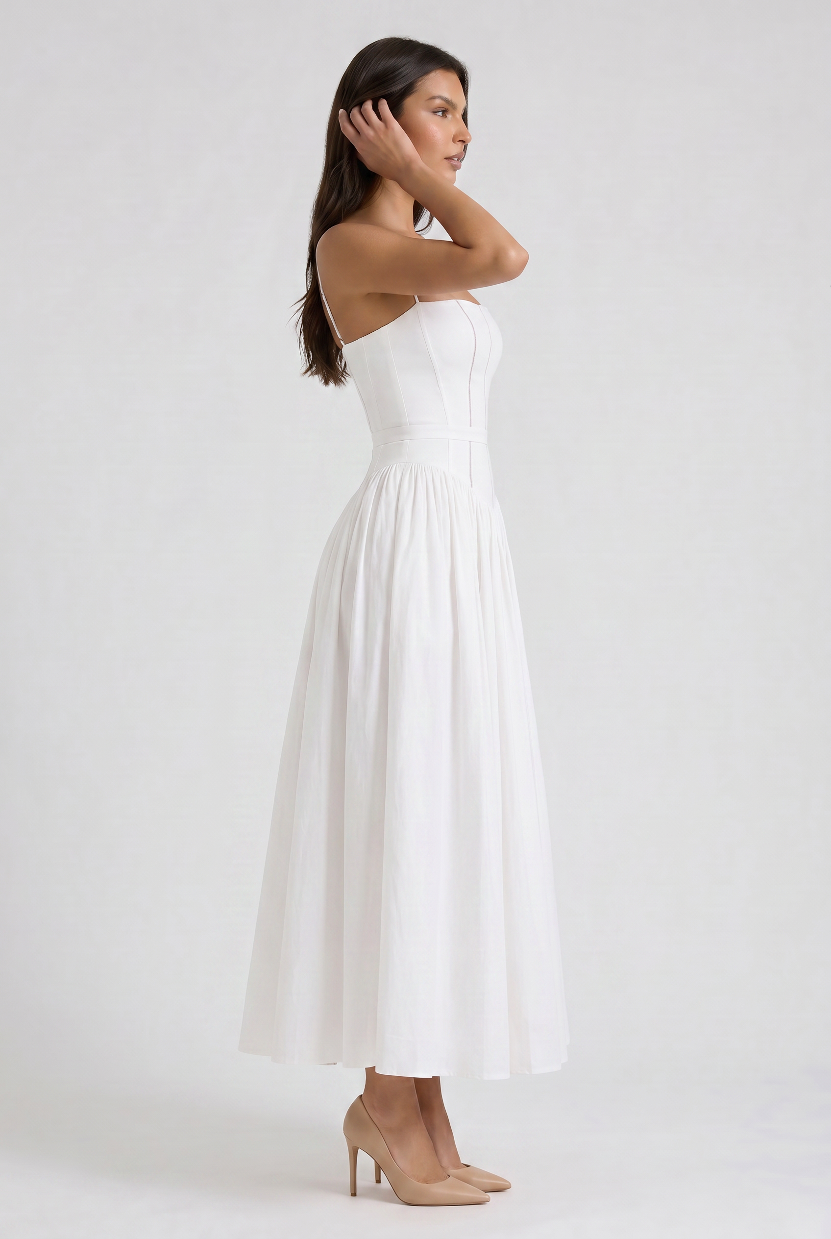 Abito maxi Imogen floreale viola Bella di Roma – vista frontale