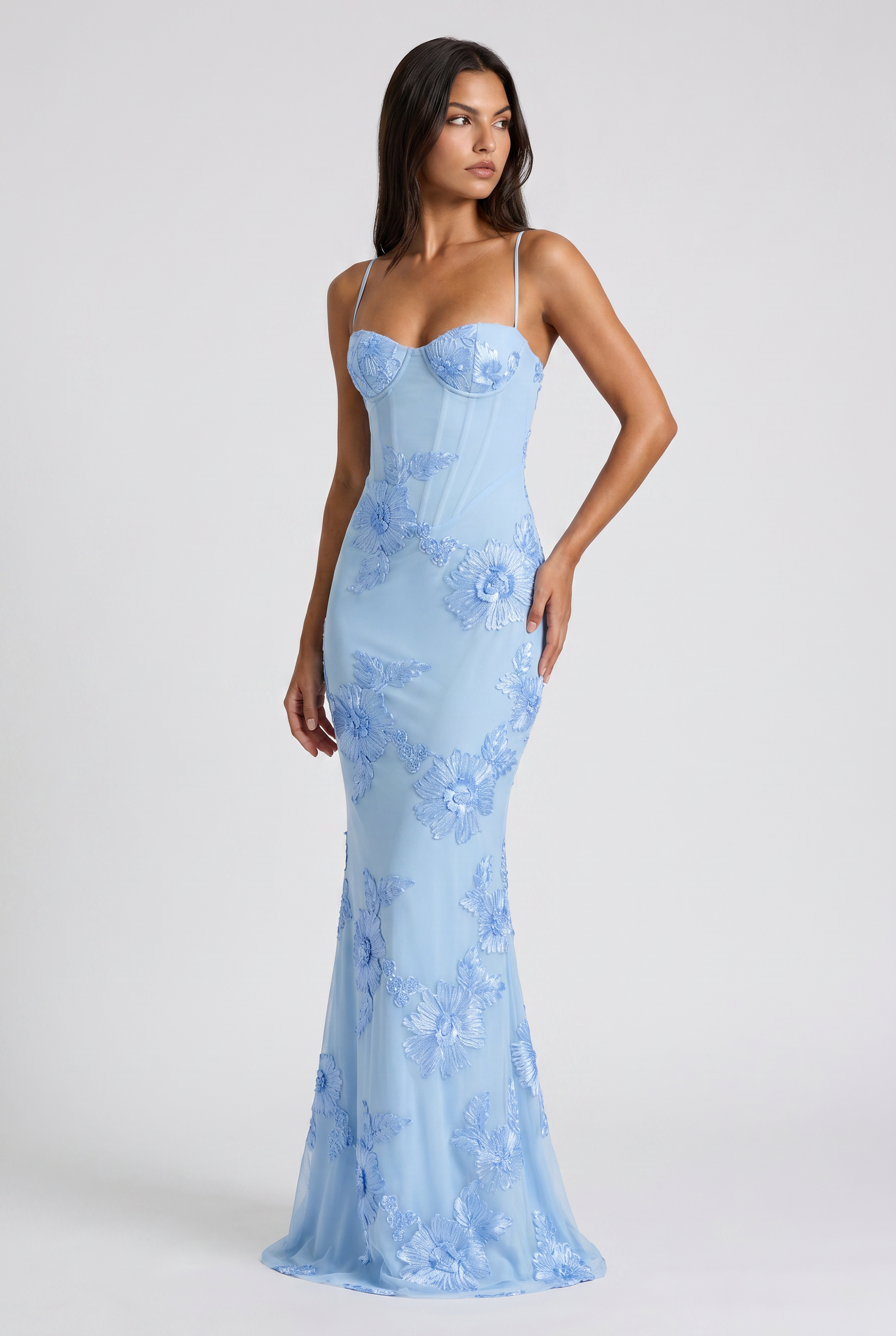 Abito maxi Mirelle floreale bordeaux Bella di Roma – tessuto fluido