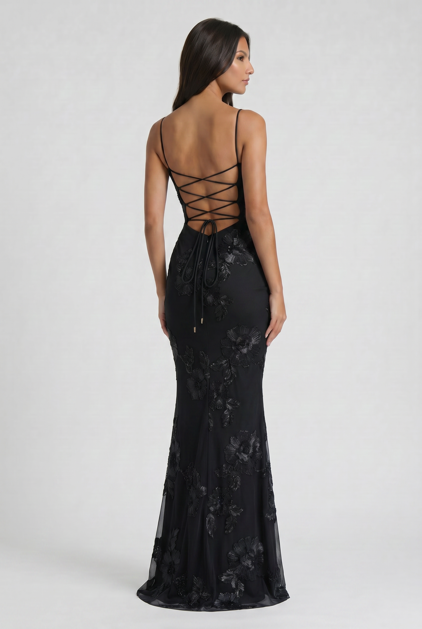 Abito maxi Mirelle floreale bordeaux Bella di Roma – vita valorizzata