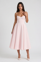 Abito Midi Selene Rosa Pallido Satin Bella di Roma – dettaglio