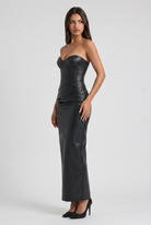 Abito maxi Vanessa nero pelle vegana Bella di Roma – silhouette elegante