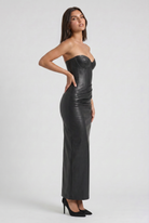 Abito maxi Vanessa nero pelle vegana Bella di Roma – look gala cocktail