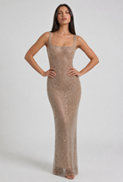 Abito maxi Isabella oro strass Bella di Roma – vista frontale