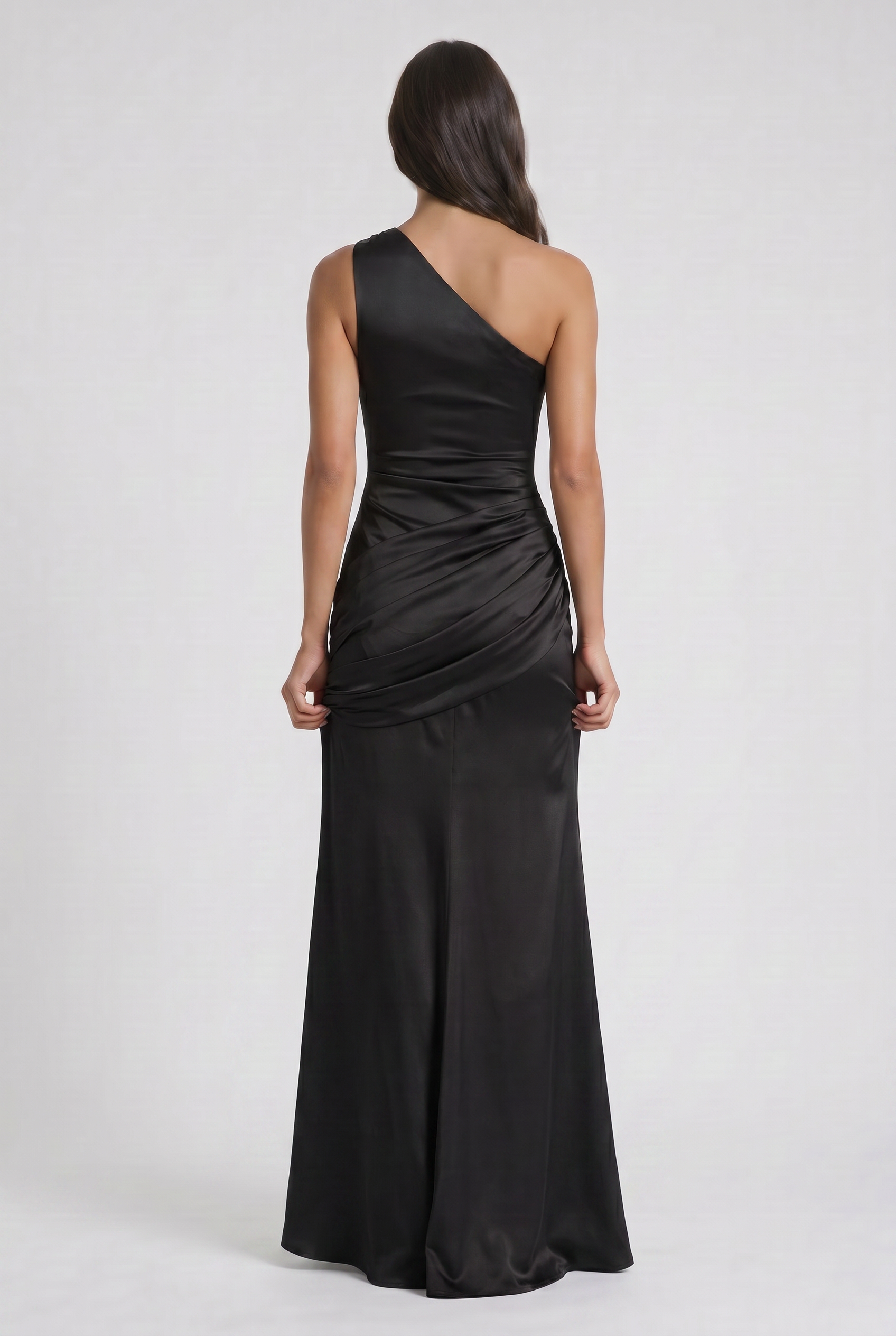 Abito maxi Abbey monospalla nero Bella di Roma – look gala classico