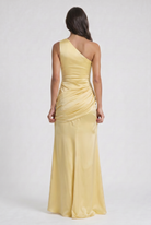 Abito maxi Abbey monospalla limone Bella di Roma – gonna satin
