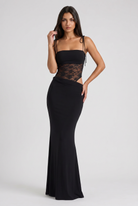 Abito maxi Valeria nero pizzo Bella di Roma – silhouette elegante