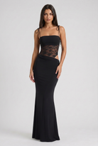 Abito maxi Valeria nero pizzo Bella di Roma – look matrimonio gala