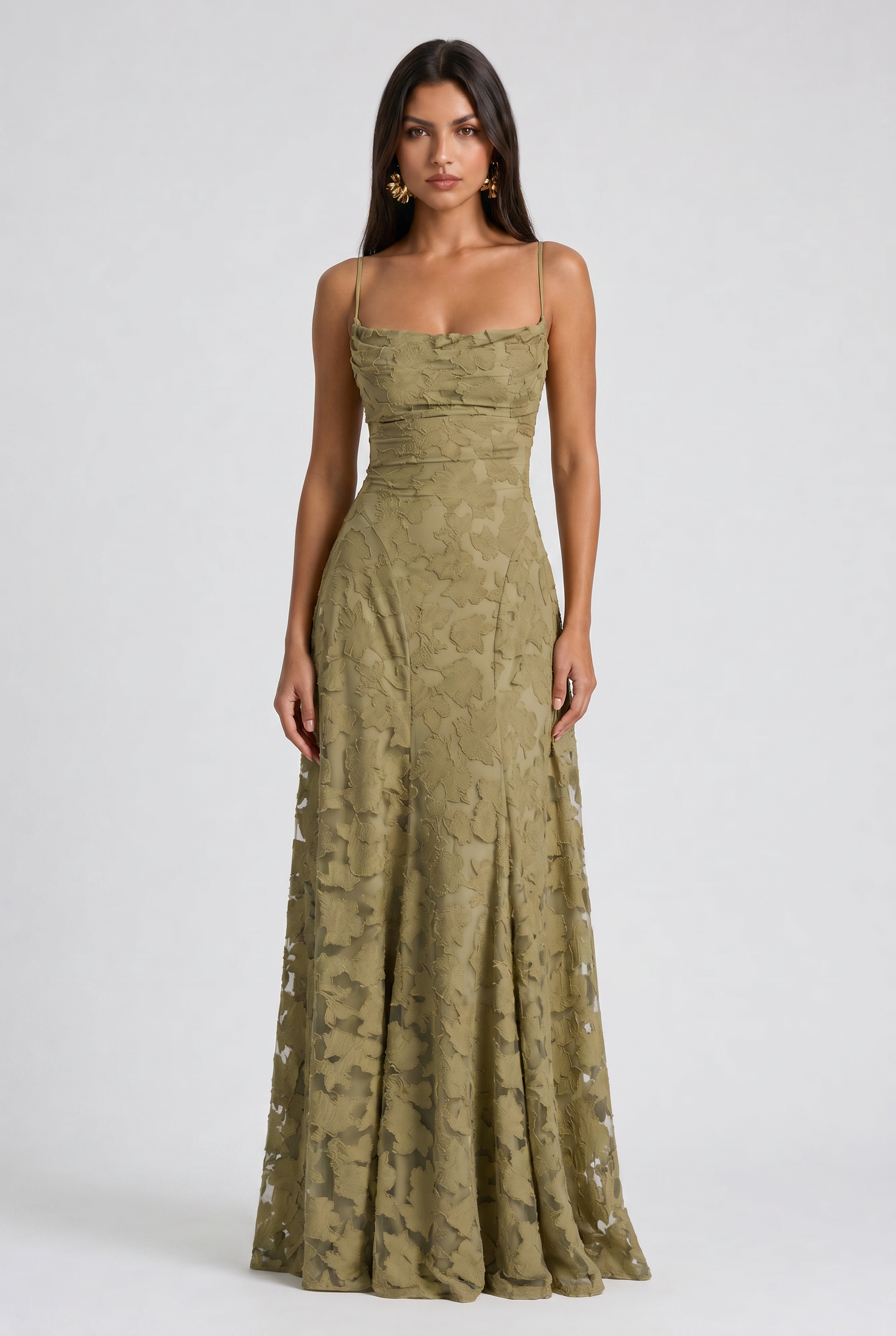 Abito maxi Louise salvia Bella di Roma – schiena a lacci