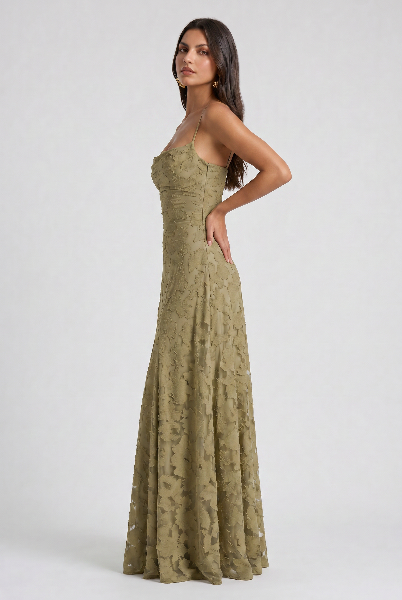 Abito maxi Louise salvia Bella di Roma – gonna a godet