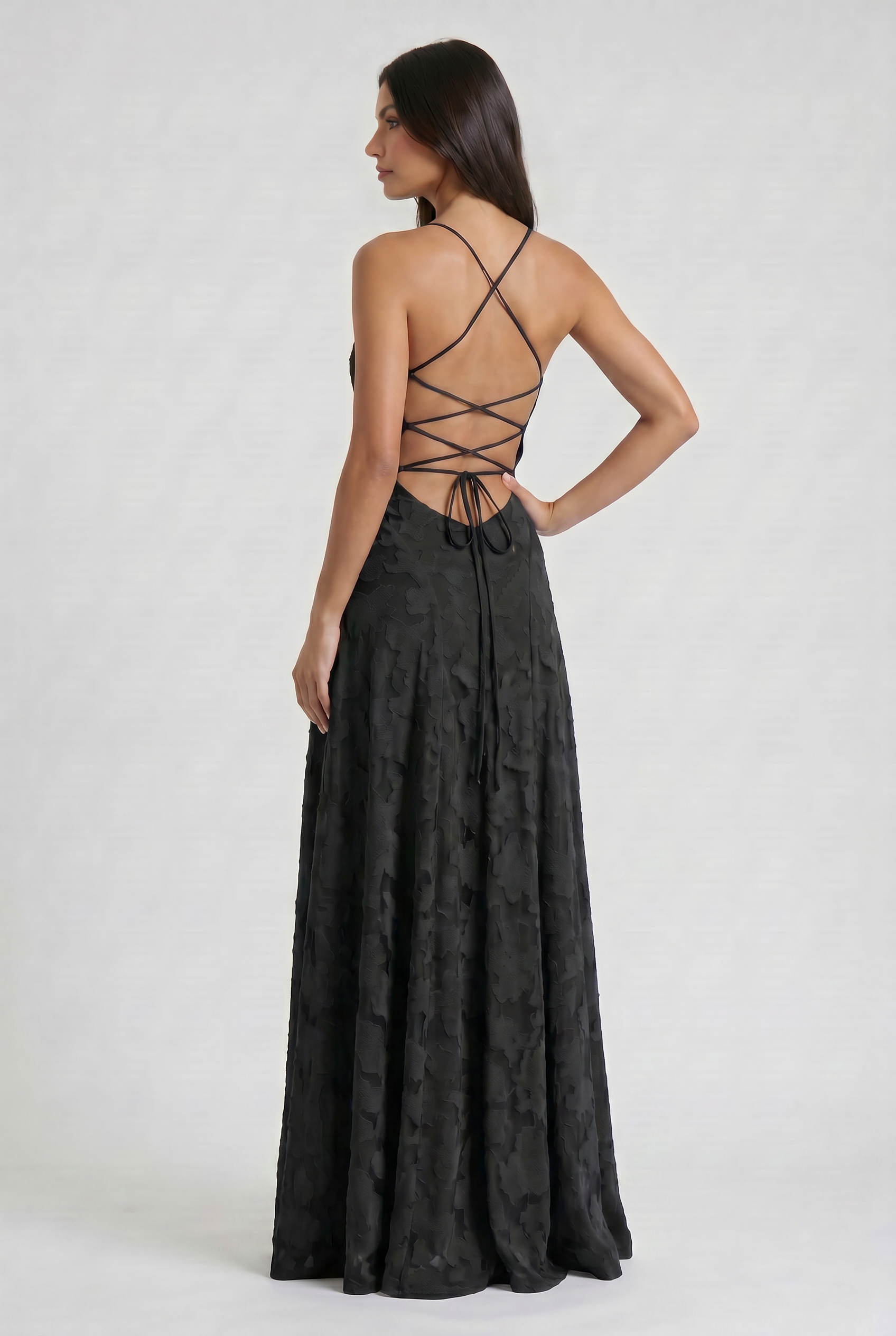 Abito maxi Louise rosa pallido Bella di Roma – silhouette romantica