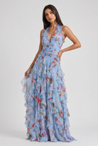Abito maxi Belladina floreale rosa Bella di Roma – silhouette fluida