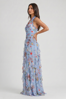 Abito maxi Belladina floreale Bella di Roma – rosa e blu taglie XS-2XL
