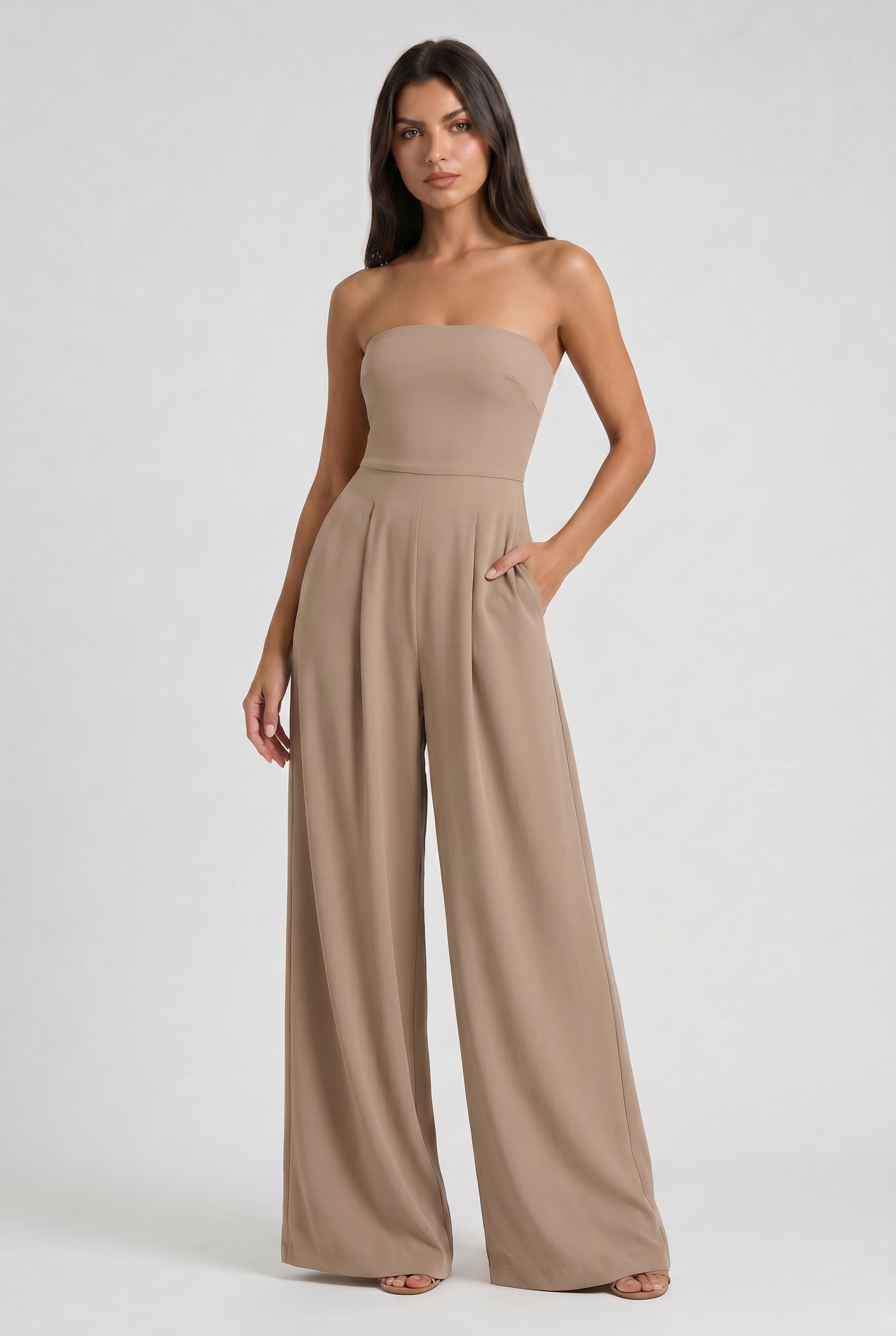 Combinazione senza spalline Nina beige Bella di Roma – vista laterale