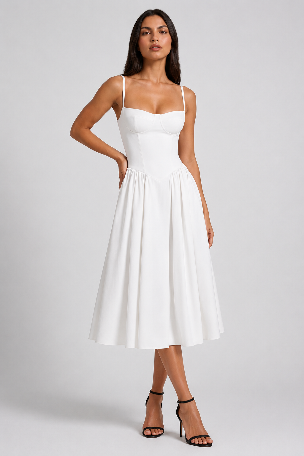 Abito Midi Francesca Nero Bella di Roma – modella