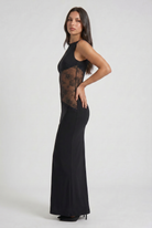 Abito maxi Noelia pizzo nero Bella di Roma – dettaglio pizzo