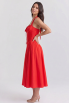 Abito Midi Aurora Rosso Bella di Roma – modella
