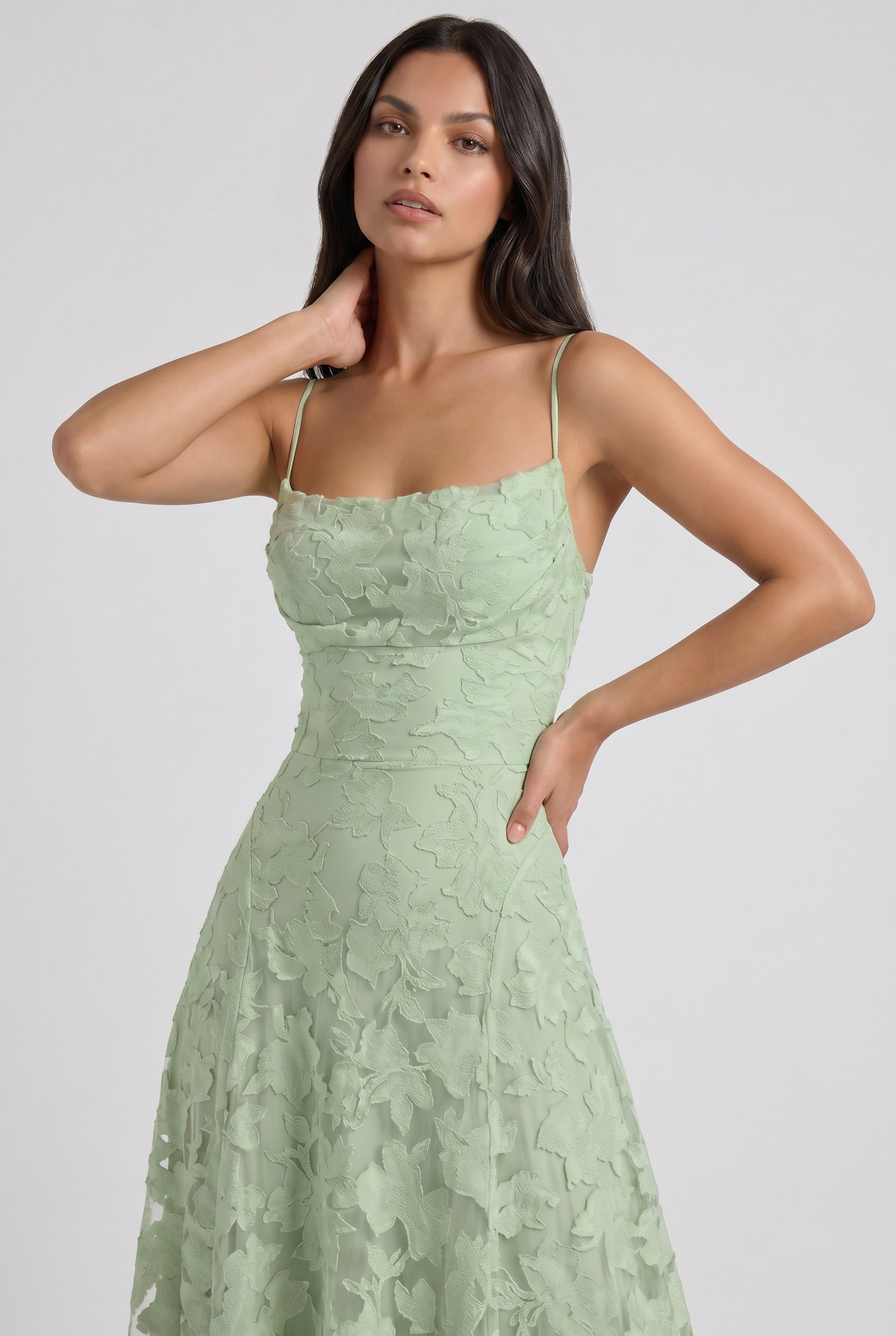 Abito maxi Louise nero Bella di Roma – vista frontale