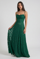 Abito maxi Louise verde Bella di Roma – vista frontale