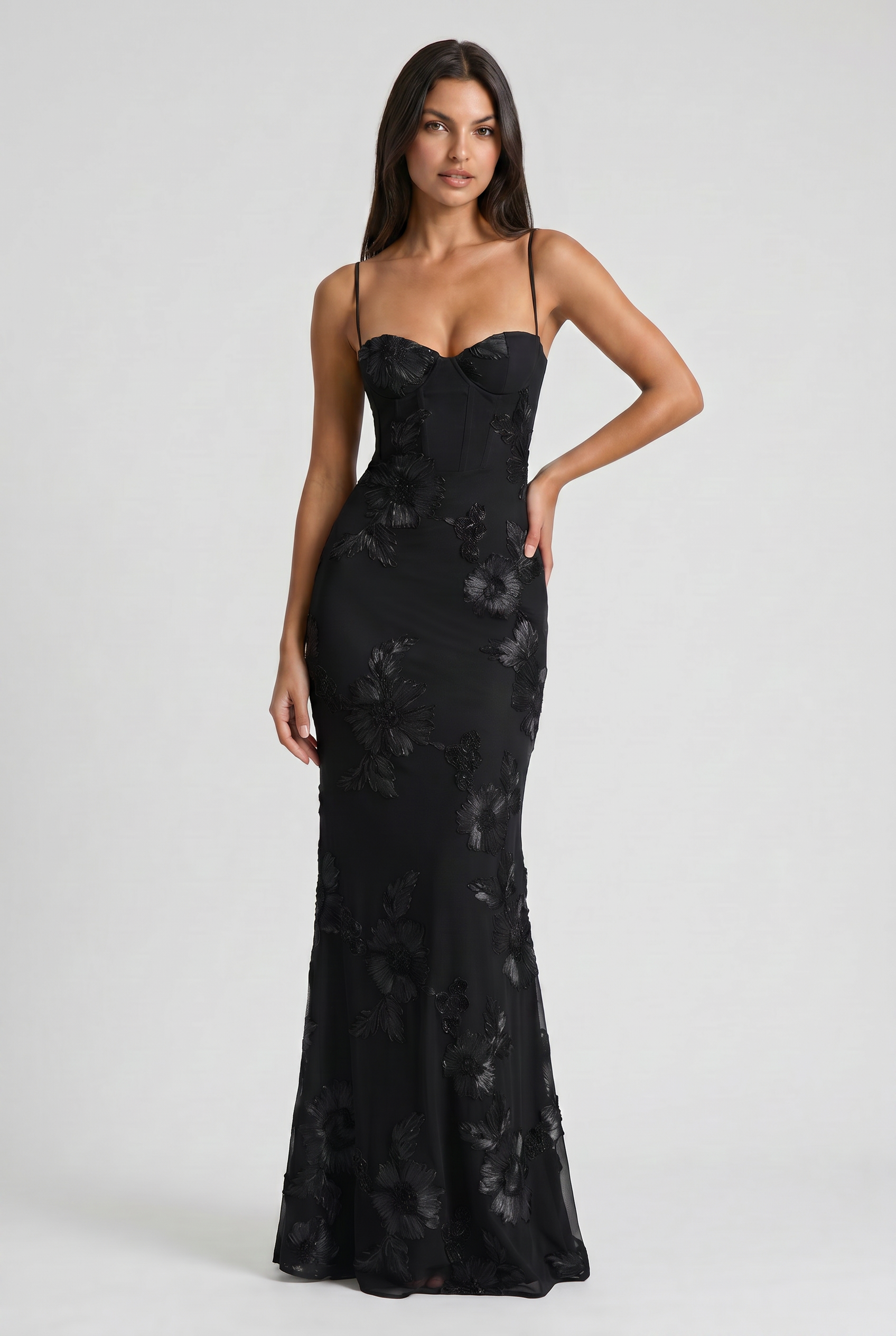 Abito maxi Mirelle floreale bordeaux Bella di Roma – dettaglio schiena