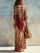 Vestito lungo paisley bordeaux, vista intera del modello