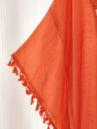Kaftan maxi da spiaggia con ricami e frange - colore rosa corallo | Bella di Roma