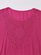 Kaftan maxi da spiaggia con ricami e frange - colore rosa corallo, dettaglio ricamo | Bella di Roma