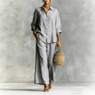 Completo Lino Camicia e Pantalone Palazzo Grigio | Bella di Roma