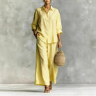 Completo Lino Camicia e Pantalone Palazzo Giallo | Bella di Roma