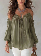 Blusa Off Shoulder Pizzo Verde Oliva | Bella di Roma