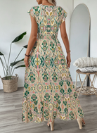 Vestito lungo paisley verde, vista intera del modello