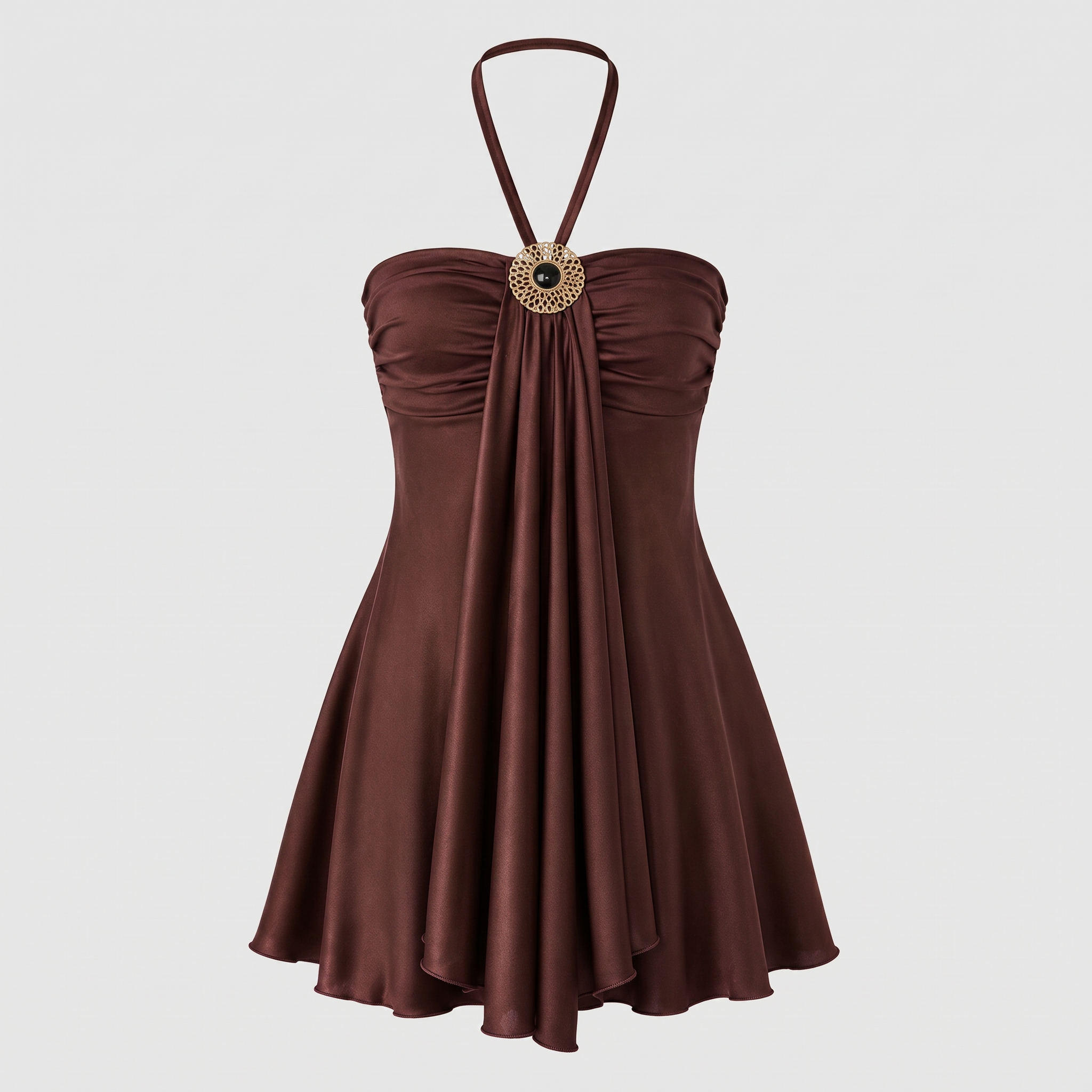 Abito midi viola drappeggio romantico Bella di Roma – vista laterale