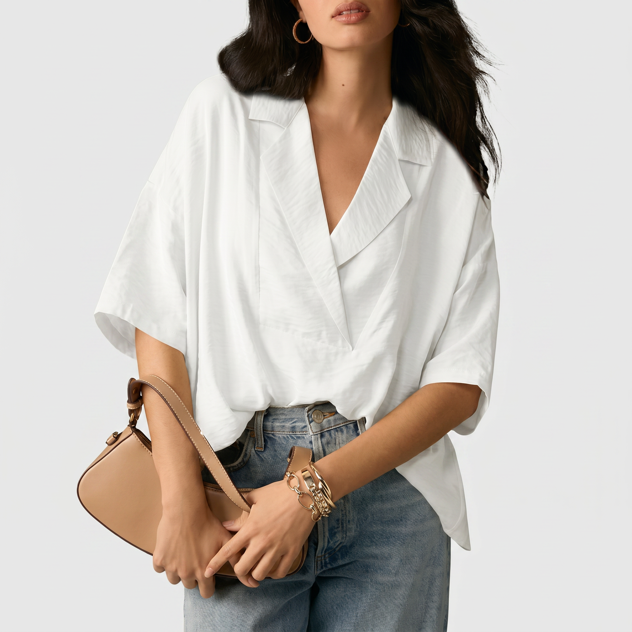 Blusa bianca elegante Bella di Roma – vista frontale