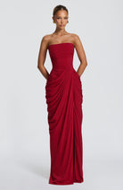 Abito maxi Lois corsetto rosso Bella di Roma – vista frontale