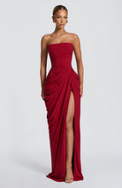 Abito maxi Lois corsetto rosso Bella di Roma – look serata glamour