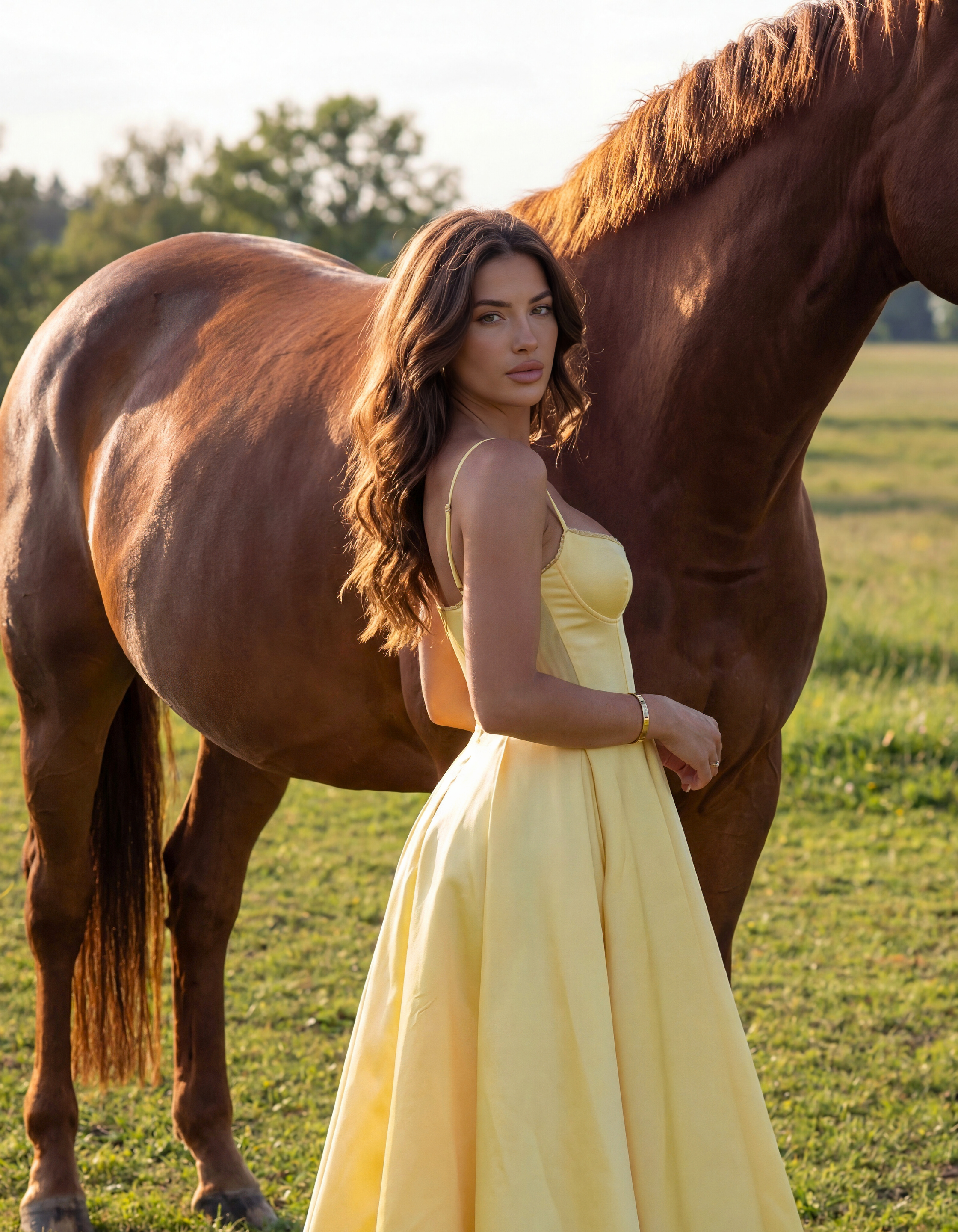 Abito midi Selene giallo burro satin tulle Bella di Roma – look matrimonio estivo