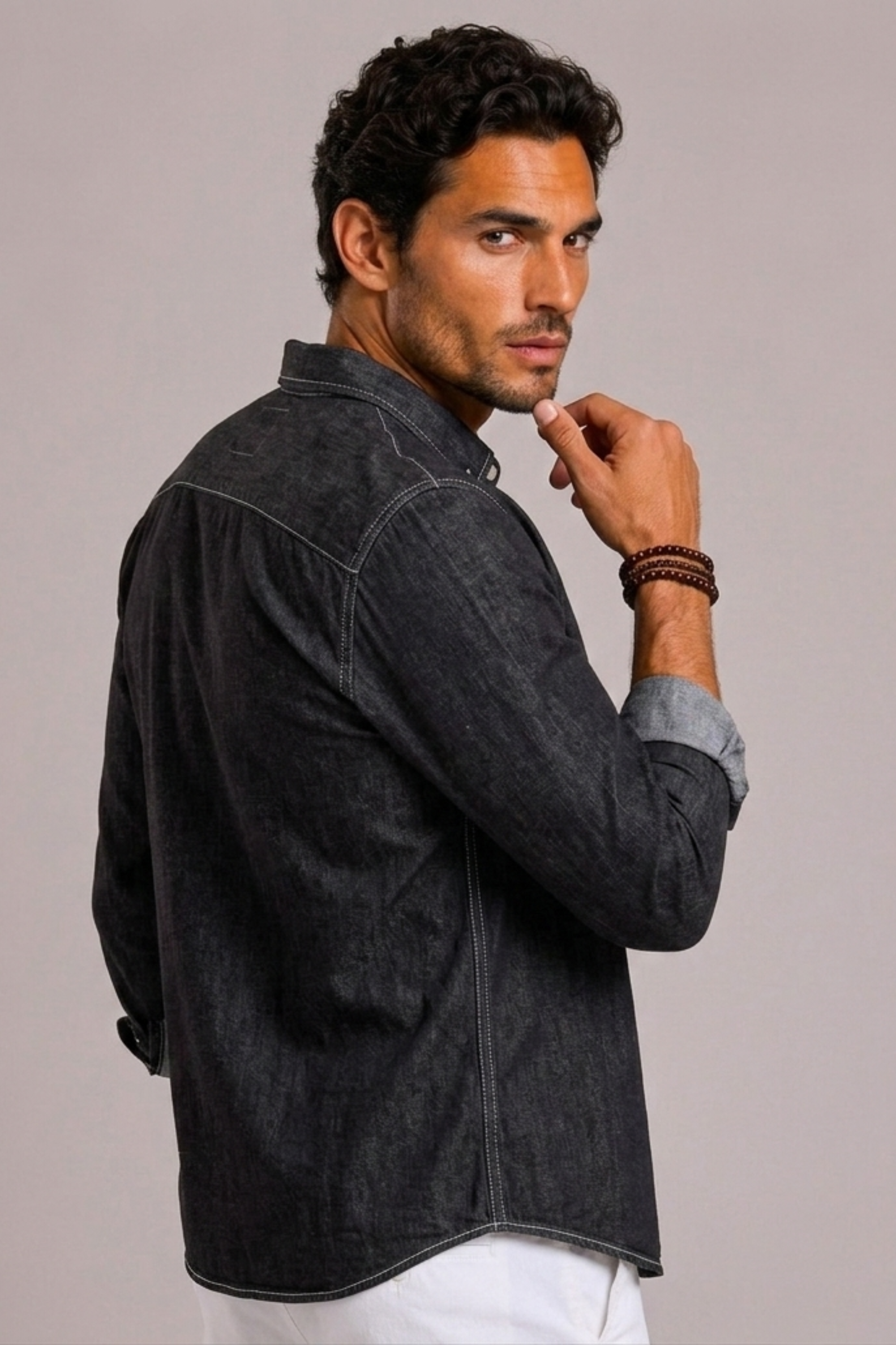 Camicia Uomo in Denim a Maniche Lunghe | Bella di Roma